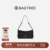 BAGTREE【朱珠同款】包包树奶盒包女包植鞣皮单肩斜挎腋下通勤Hobo枕头包 檀黑色-中号【磁吸拉链款】 高级小众