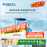 碧然德（BRITA）过滤净水器 家用滤水壶 净水壶 Marella 海洋系列 蓝色+多效滤芯12枚（含附件）