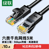 绿联六类网线 3米千兆高速宽带网络线 CAT6类家用电脑笔记本路由器监控线带双接头 成品跳线黑色20161
