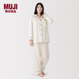MUJI女式 无侧缝双层纱织 睡衣 家居服套装纯棉女装26新款米白色6A XL