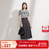 三彩2025秋季新款复古高腰长款伞裙百褶裙半身裙A字裙小个子M 深邃灰 S 155/64A