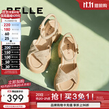 百丽（Belle）满钻条带繁星休闲凉鞋女商场款厚底凉鞋A9S2DBL4 杏色 36 (230mm)