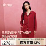 ubras刘雯同款奶酪绒开襟秋冬睡衣长袖长裤套装情侣款家居服 女款-深丝绒红色 M