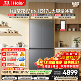 海尔【山茶花MAX】617L十字门冰箱双系统除菌超薄零嵌新国标一级能效BCD-617WGHTDB9VBU1(灰)国家补贴