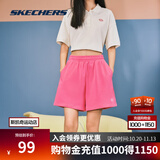 斯凯奇（Skechers）短裤男女夏季休闲运动短裤外穿健身跑步宽松百搭舒适针织裤 女款-杜鹃粉/00CF S