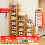 安尔雅简易鞋架多层省空间家用门口入户窄小型竹鞋柜拼装组合 6层25