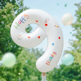 仕彩 白色印花数字气球装饰品儿童生日派对场景布置开学手持拍照道具9