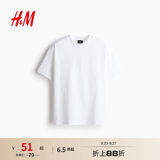 H&M男装女装T恤春季重磅柔软舒适美式潮流情侣装短袖上衣0608945 白色 2XL 180/124（建议尺码拍小一码）