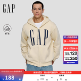 GAP男女装秋季logo印花抓绒宽松运动连帽衫卫衣786920 米色 L (175/96A)亚洲尺码【偏大,建议拍小一码】