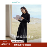 茵曼（INMAN）2026秋冬女装新款灯芯绒连衣裙新品长袖休闲针织礼服中长裙子 午夜黑-18348357H1 M