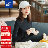 唐狮（TonLion）2021打底衫女内搭长袖T恤半高领短款上衣 加绒/黑色/二批 L 