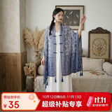 兼彩高级印花丝巾女2026新款披肩旅行防晒纱巾民族风盘扣围巾海边外