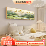 墨派卧室装饰画床头挂画现代简约轻奢酒店墙画客厅背景墙主卧房间壁画 背靠金山 160x50cm适合1.8米床晶瓷