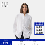 GAP男装秋季经典款纯棉基础款翻领长袖衬衫常规上衣美版422488 白色 422488 XS 美码 S亚洲码175/88A