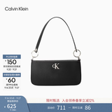 Calvin Klein女包优雅休闲通勤风ck金属字母拉链单肩包腋下包法棍包礼物 4F3458G-UB1-太空黑 OS