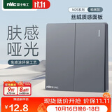 NVC雷士电工 开关插座 免喷涂哑光大板 二开双控墙壁暗装电源开关 N25柏林灰