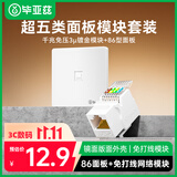 毕亚兹 【送面板】超五类网络模块 CAT5e网络面板模块插座网口免压免打模块 RJ45水晶头电脑网线连接头