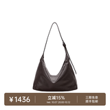裘真（qiuzhen）【明星推荐】 经典hobo包植鞣牛皮腋下通勤休闲饺子女包 咖啡色-小号（羊皮） 小包/大包