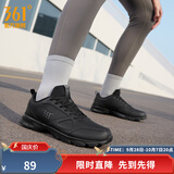 361°运动鞋男鞋秋季新品防泼水皮革面跑步鞋轻质耐磨革网透气黑色鞋子 曜石黑【皮革面防泼水】 42