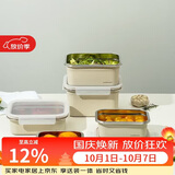 乐扣乐扣（LOCK&LOCK）食品级不锈钢保鲜盒密封冰箱厨房收纳盒餐盒洗碗机可用600ml米色