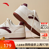安踏元年丨女鞋板鞋秋季厚底增高休闲鞋小白鞋百搭增高厚底运动板鞋 象牙白/绛红色-7 【元年1】 36 （5.5）