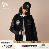 NEW ERA纽亦华MLB复古时尚设计情侣潮流棒球服夹克男女同款NE 14117431-黑色 L