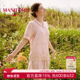 曼妮芬春夏印花翻领家居短袖睡衣套装女士可外穿睡裙起居服 【短袖短裤套装】莱赛尔面料 M 160建议体重40-55kg