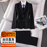 古缇琪职业西装套装女酒店经理工作服大学生面试女装套装正装女西服外套 黑色西服 L 【建议100-109斤】