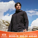 迪卡侬（DECATHLON）硬壳冲锋衣男女春秋登山防风防水单层夹克运动外套MH500 玄武黑（男女同款）- 亚洲款 新款上市 加内胆选大一码 XL