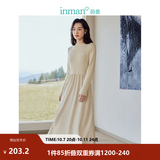 茵曼（INMAN）2026秋冬女装新款灯芯绒连衣裙新品长袖休闲针织礼服中长裙子 淡香杏-18348357H1 M