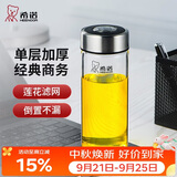 希诺玻璃杯单层加厚大容量家用办公泡茶杯子男车载水杯XN-6016L 400mL