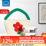 乐扣乐扣（LOCK&LOCK）清新玻璃保鲜盒微波饭盒三件套(630ml*2+便当包)LNG428S602白色
