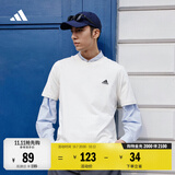 adidas情侣休闲纯棉上衣圆领正肩短袖T恤男女阿迪达斯轻运动   米白   M