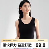 全棉时代打底衫女士背心夏季针织罗纹紧身吊带女 黑色 XL