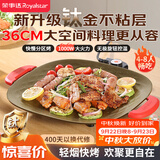 荣事达（Royalstar）电烤盘烤肉锅电烧烤炉家用多功能锅1000W不粘钛涂层韩式烤肉烤盘轻烟少油方形烤肉机RS-JK10A(Ti)
