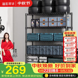 溢彩年华 置物架落地多层仓储货架层架家用阳台储物架厨房收纳架子2805BK