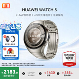 华为（HUAWEI）手表WATCH 5【咨询享优惠】智能运动健康eSIM独立通话血氧体温监测风险评估送男女士朋友礼物4Pro 46mm钛空银丨钛金属表带【皮表带+贴膜】