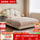 全友家居 现代简约儿童床卧室皮艺软包公主床1.5x2米双人床可进扫地机