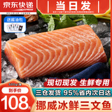 海泽鲜 挪威冰鲜三文鱼（大西洋鲑）生鲜三文鱼拼盘生鱼片 整块【纯中段】 500g 净肉