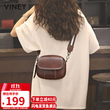 viney牛皮包包女包时尚斜挎小圆包轻奢单肩包生日礼物高级感送女友老婆
