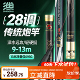 神鲨13米翠神本流炮竿28调超轻超硬传统钓手竿鱼竿草洞钓竿鱼杆渔具