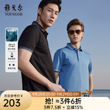 雅戈尔【棉混纺四面弹】短袖POLO衫夏季商务休闲修身翻领通勤 GSPC533019ACA黑色 XL