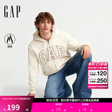 盖璞（GAP）男女装春款LOGO仿羊羔绒宽松连帽衫卫衣美版789781 米色 M 美码  L亚洲码180/96A