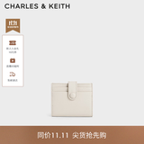 CHARLES&KEITH简约搭扣多卡位迷你卡包女生日礼物送女友CK6-50701392 Beige米色