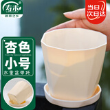 寿禾 花盆塑料加厚树脂园艺花盆绿萝多肉绿植栽种 木里盆小号-杏色