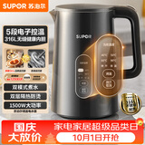 苏泊尔（SUPOR）1.5L侧显温度烧水壶316L不锈钢5段调温 恒温水壶 调奶器 冲奶粉小容量电热水壶SW-15J72L