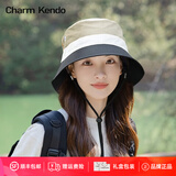 Charm Kendo防晒帽子女夏季渔夫帽户外登山遮脸太阳帽男双面防紫外线时尚帽子 黑色 生日礼物送女朋友老婆