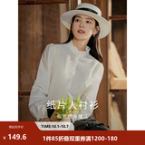 茵曼（INMAN）法式立领荷叶边泡泡袖衬衫衬衣18236304 米白色-18438542 S