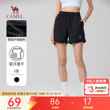 骆驼运动短袖T恤男女士圆领宽松透气休闲百搭户外跑步健身快干上衣 黑色 女款112 XL