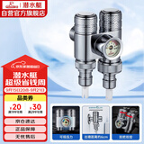 潜水艇（Submarine）一进二出三通角阀黄铜亮银双把双控单独出水压力显示自带止水装置
